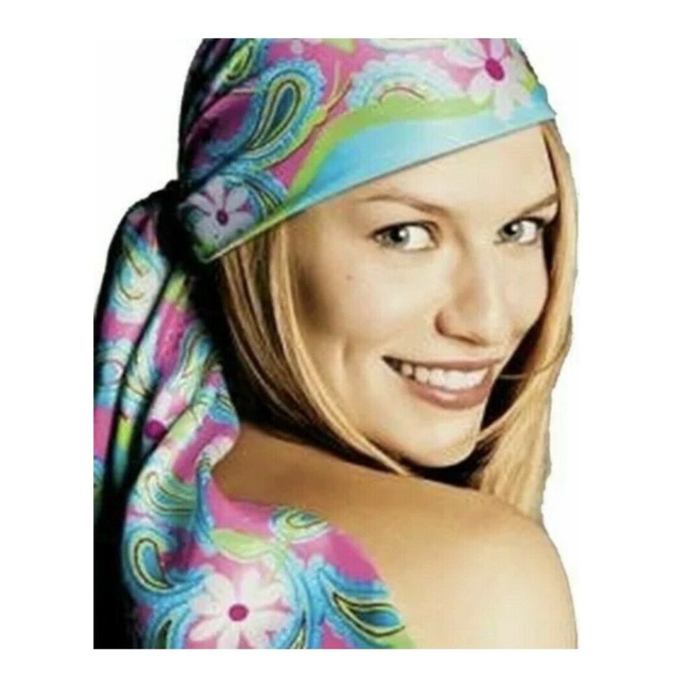 Lilly Pulitzer 2004 Turquoise Breast Cancer Awareness Silk Scarf